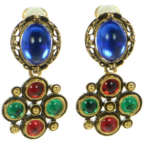 Vintage Oscar de la Renta Multi-stone Drop Earrings